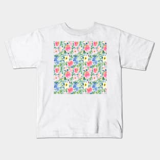 Watercolor painted floral print Kids T-Shirt